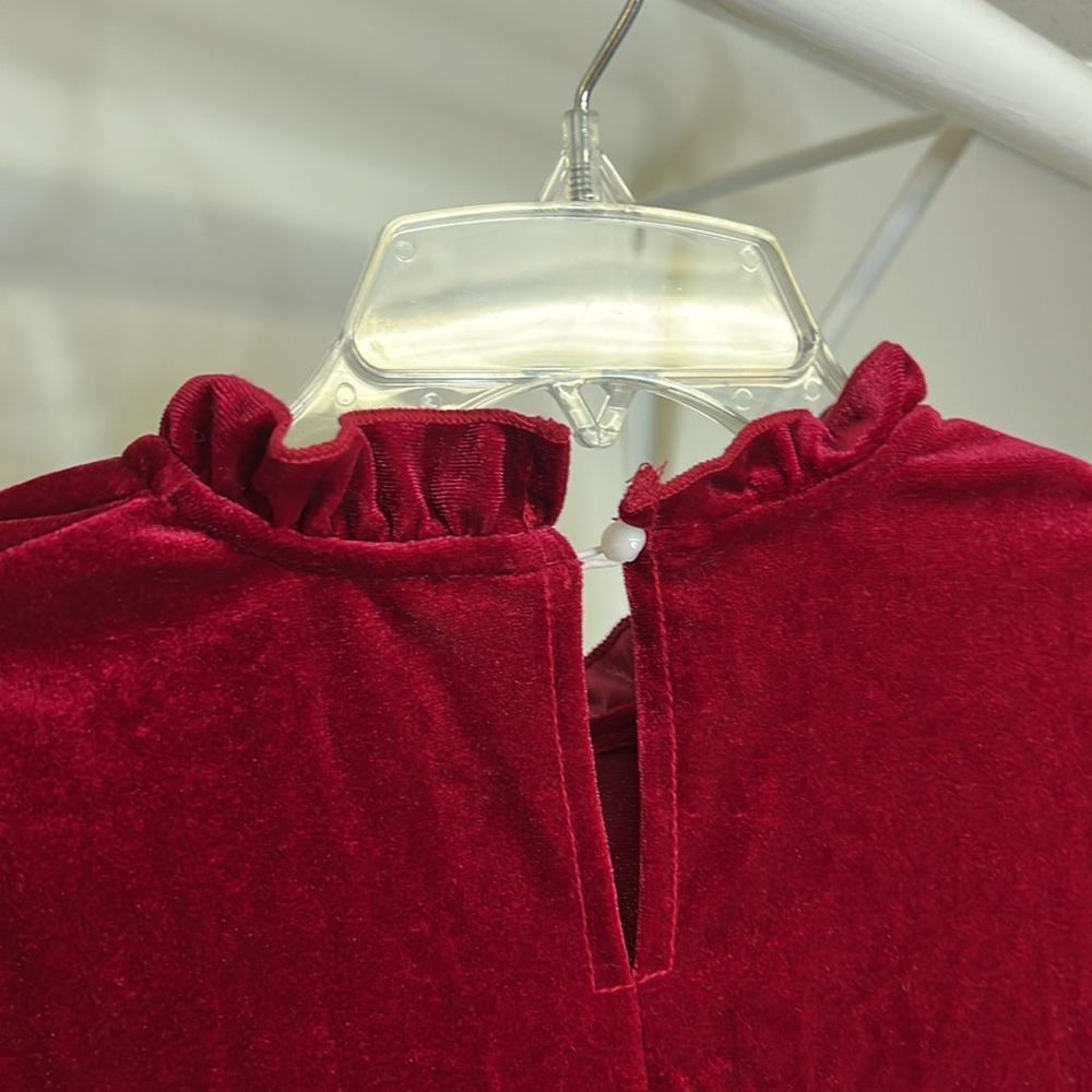 Amazon Red Velvet Ruffle Long Sleeve Holiday Dress- L - Picture 5 of 6